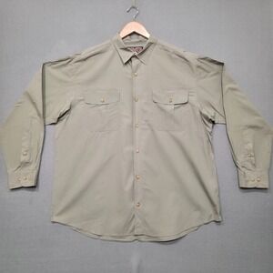 Duluth‎ Trading Men's Beige Long Sleeve Button Up Shirt Size XL